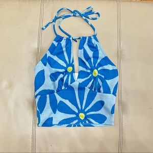 FOREVER 21 Blue Flower Halter Top